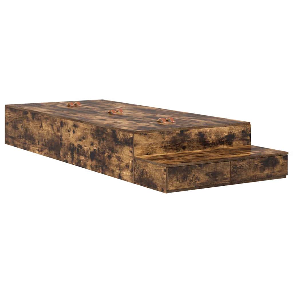 Storage Bed Frame with Drawer Smoked Oak 75 cm Engineered Wood