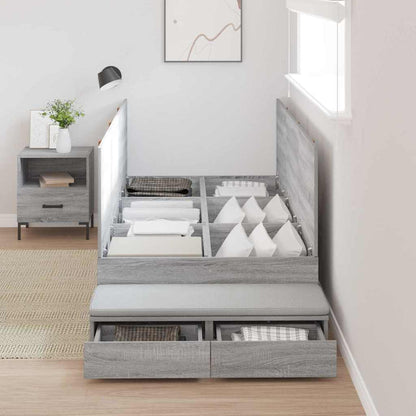 Storage Bed Frame with Drawer Grey Sonoma 75 cm Engineered Wood