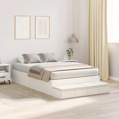 Storage Bed Frame with Drawer White 120 cm Engineered Wood
