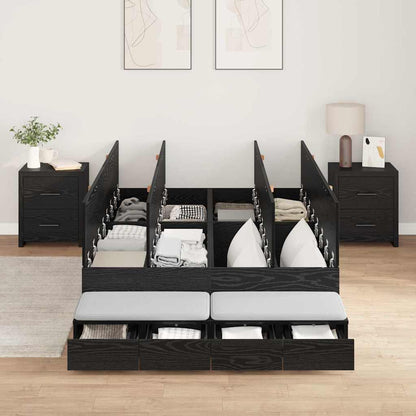 Storage Bed Frame with Drawer Black Oak 120 cm Engineered Wood