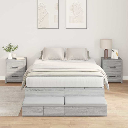 Storage Bed Frame Grey Sonoma 120 cm Engineered Wood