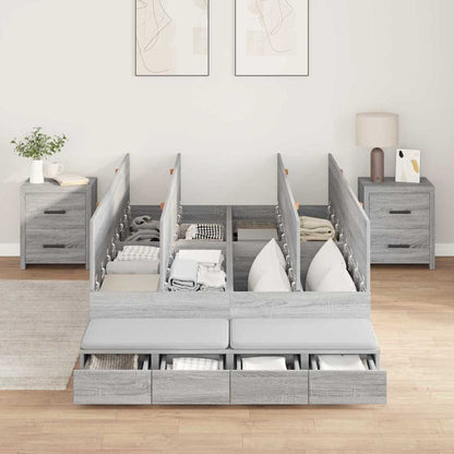 Storage Bed Frame Grey Sonoma 120 cm Engineered Wood