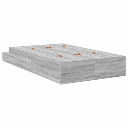 Storage Bed Frame Grey Sonoma 120 cm Engineered Wood