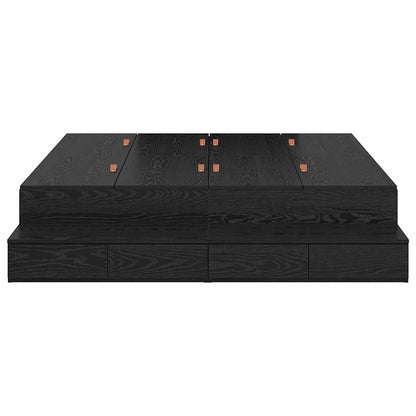 Storage Bed Frame with Drawer Black Oak 140 cm Engineered Wood
