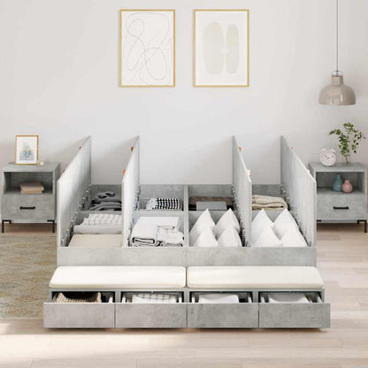 Storage Bed Frame Concrete Grey 140 cm Engineered Wood