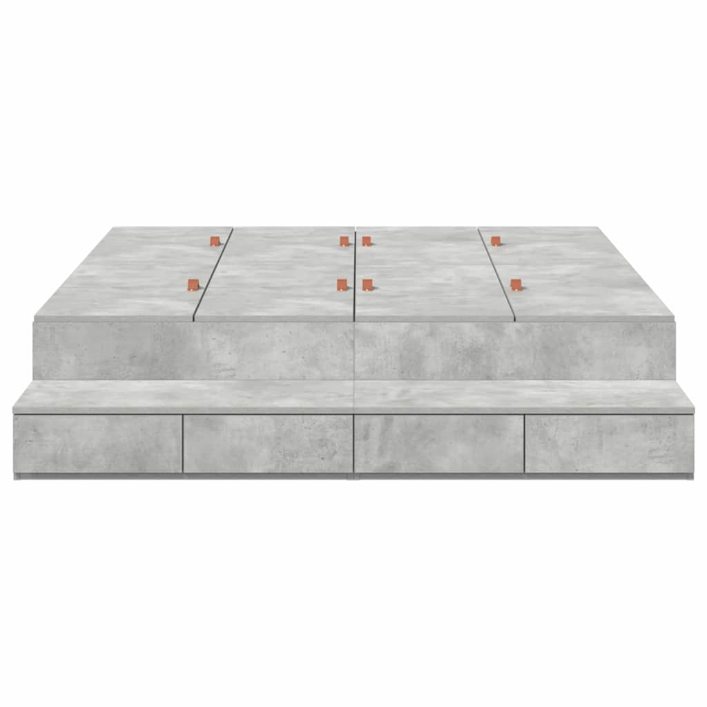 Storage Bed Frame Concrete Grey 140 cm Engineered Wood