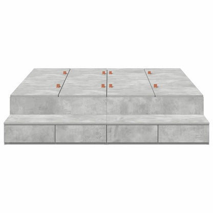 Storage Bed Frame Concrete Grey 140 cm Engineered Wood