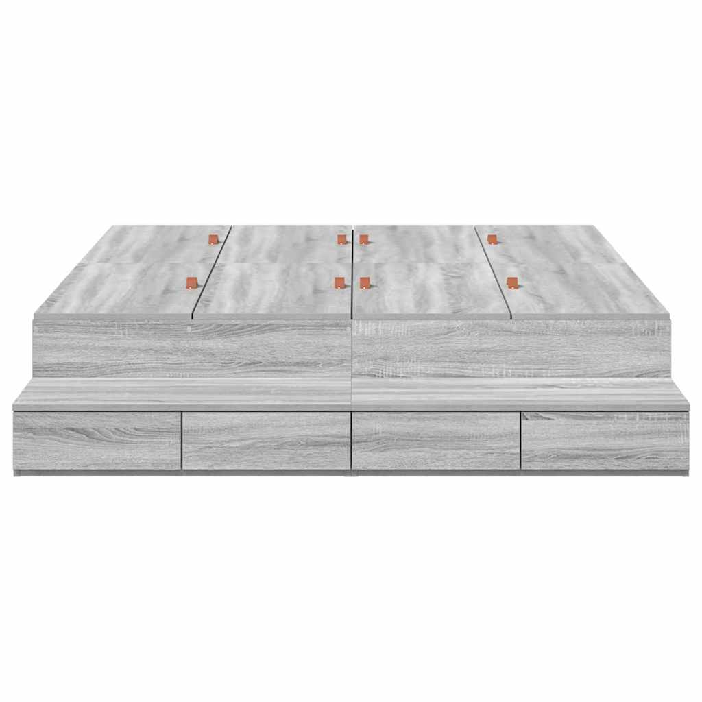 Storage Bed Frame Grey Sonoma 140 cm Engineered Wood