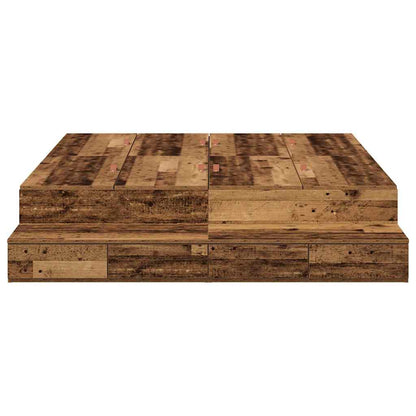 Storage Bed Frame with Drawer Old Wood 140 cm Engineered Wood