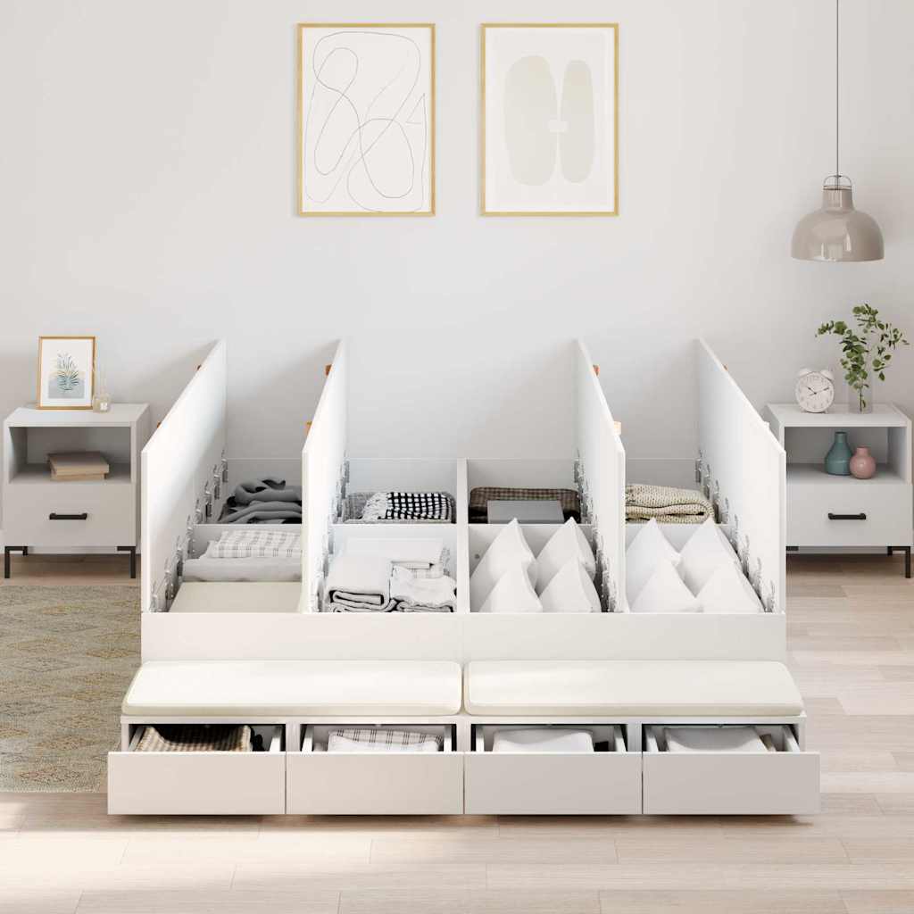 Storage Bed Frame with Drawer White 135 cm Engineered Wood