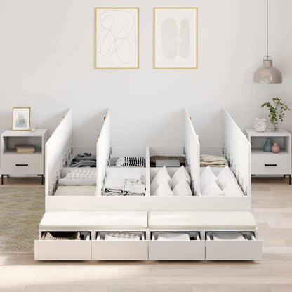 Storage Bed Frame with Drawer White 135 cm Engineered Wood