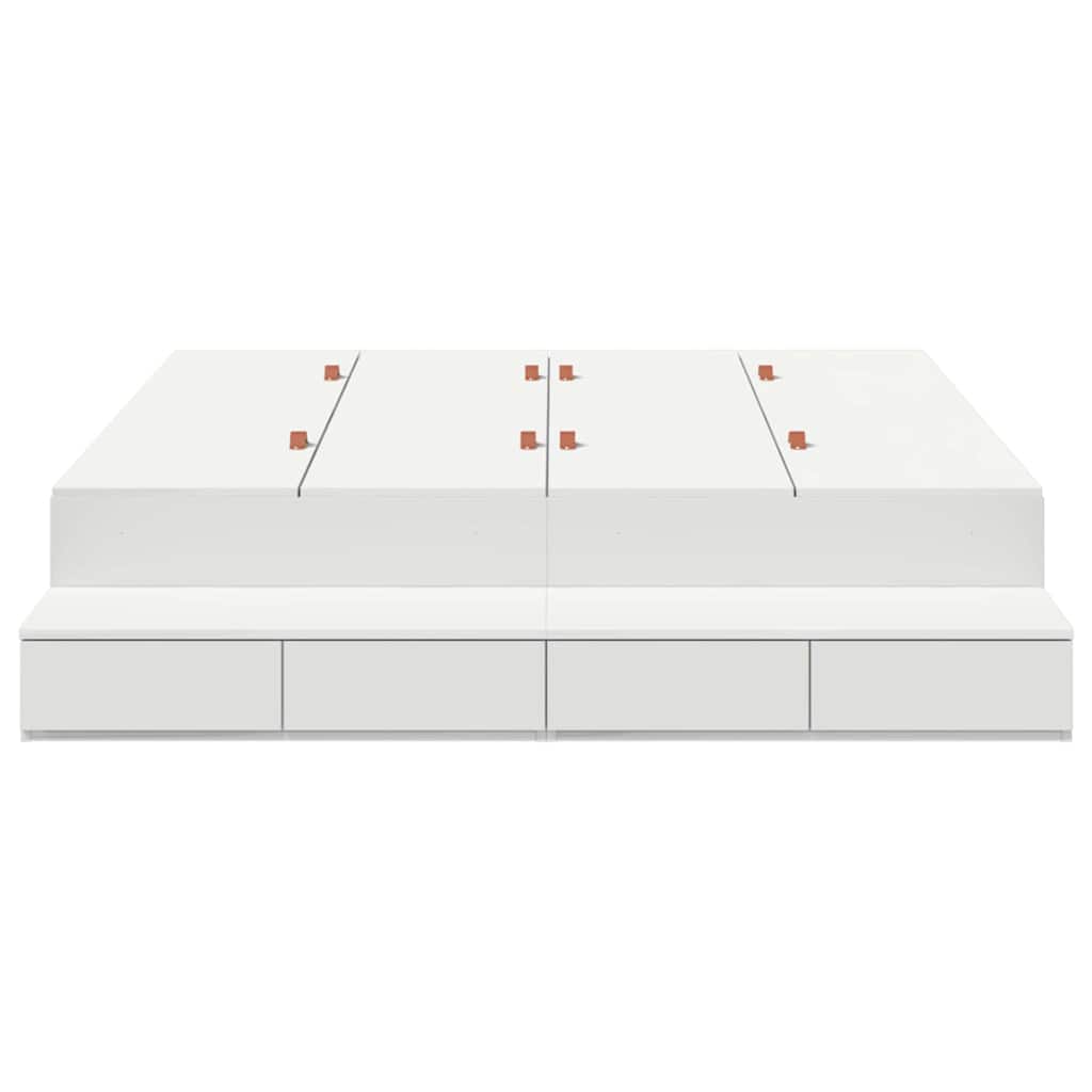 Storage Bed Frame with Drawer White 135 cm Engineered Wood