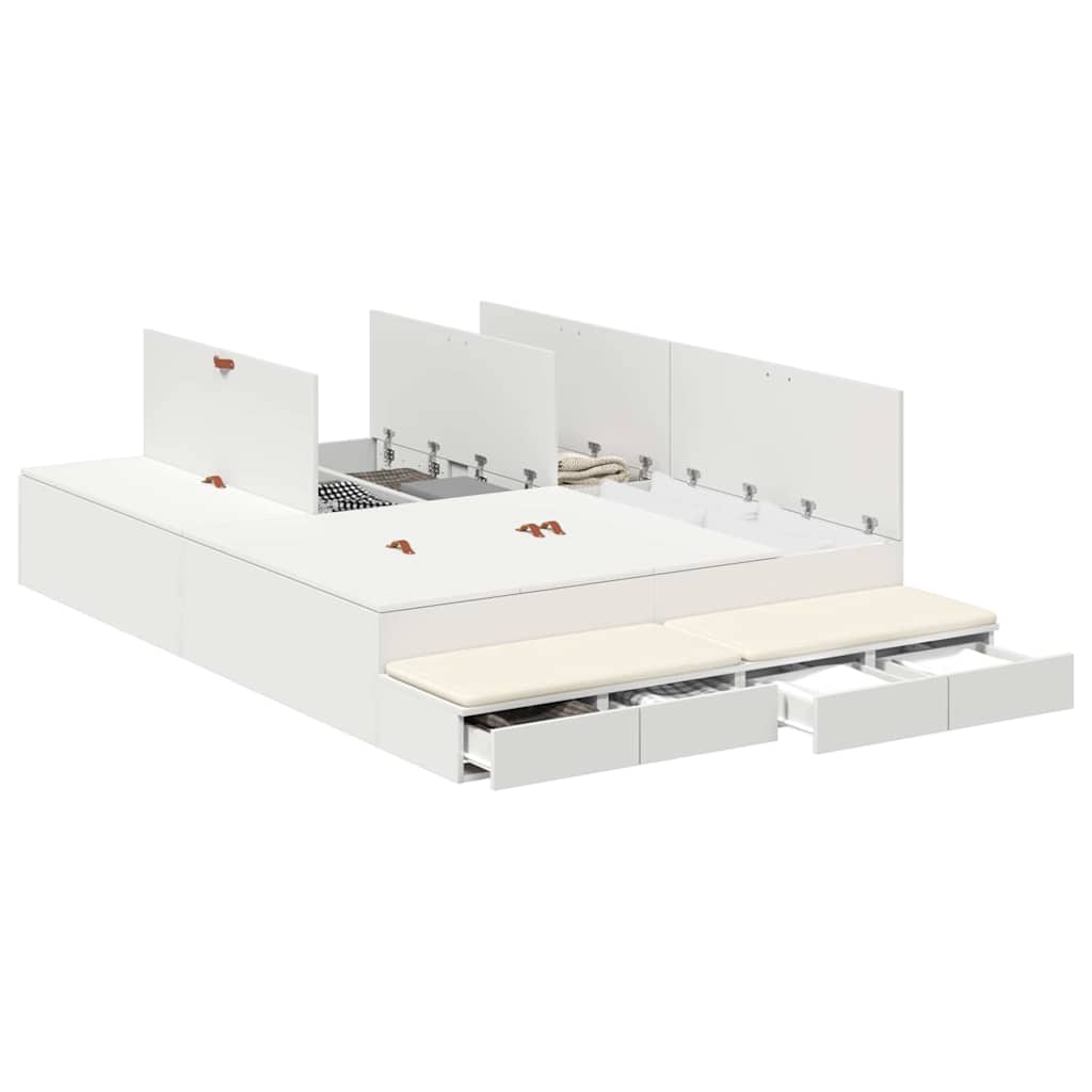 Storage Bed Frame with Drawer White 135 cm Engineered Wood