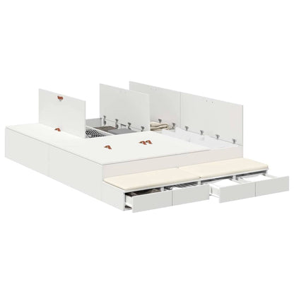 Storage Bed Frame with Drawer White 135 cm Engineered Wood