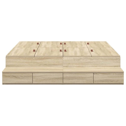 Storage Bed Frame with Drawer Sonoma Oak 135 cm Engineered Wood