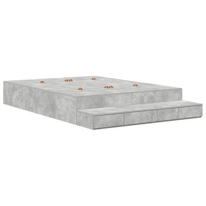 Storage Bed Frame Concrete Grey 135 cm Engineered Wood