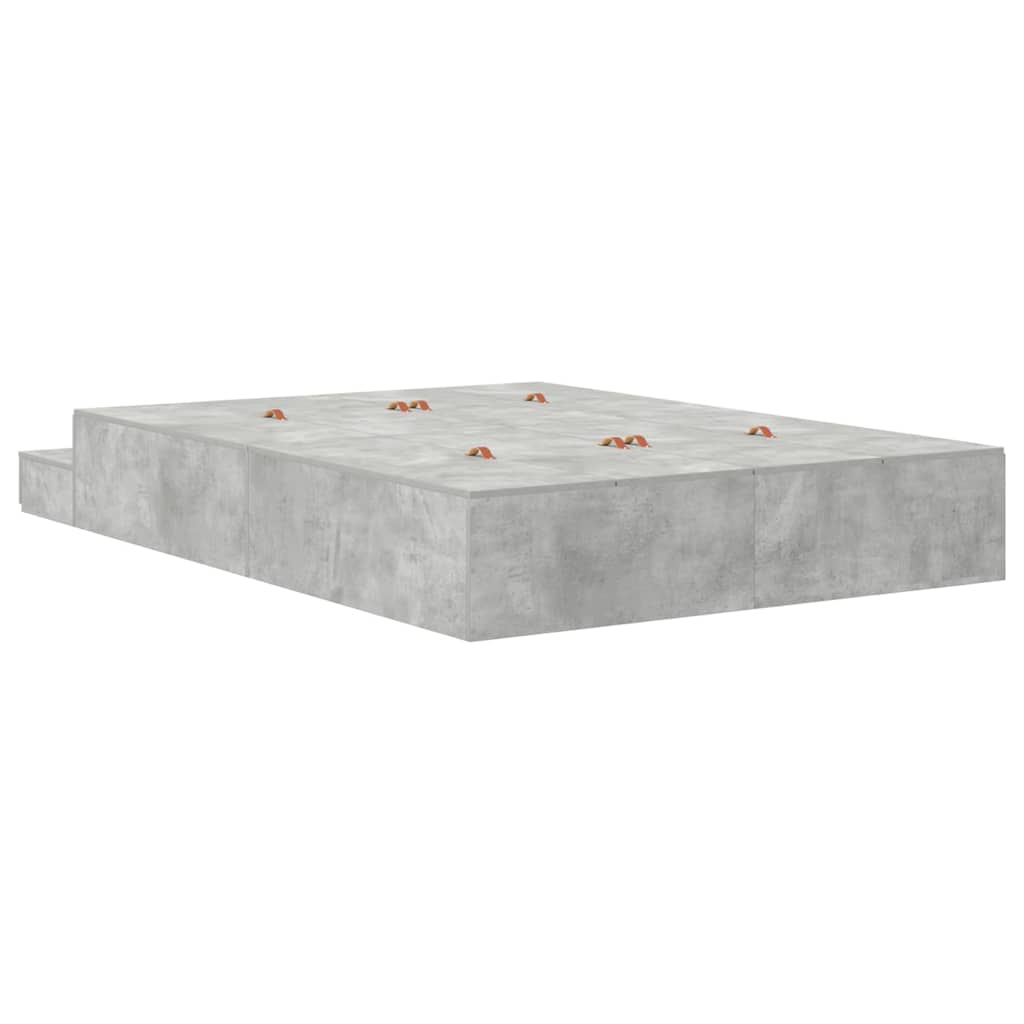 Storage Bed Frame Concrete Grey 135 cm Engineered Wood