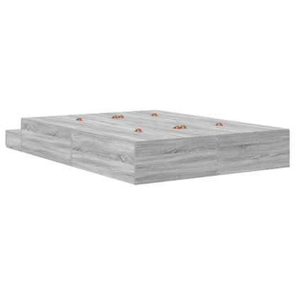 Storage Bed Frame Grey Sonoma 135 cm Engineered Wood