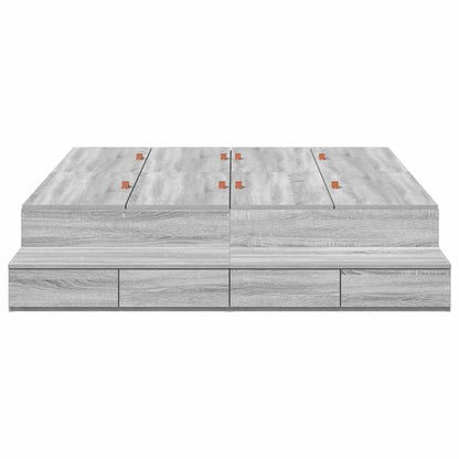 Storage Bed Frame Grey Sonoma 135 cm Engineered Wood