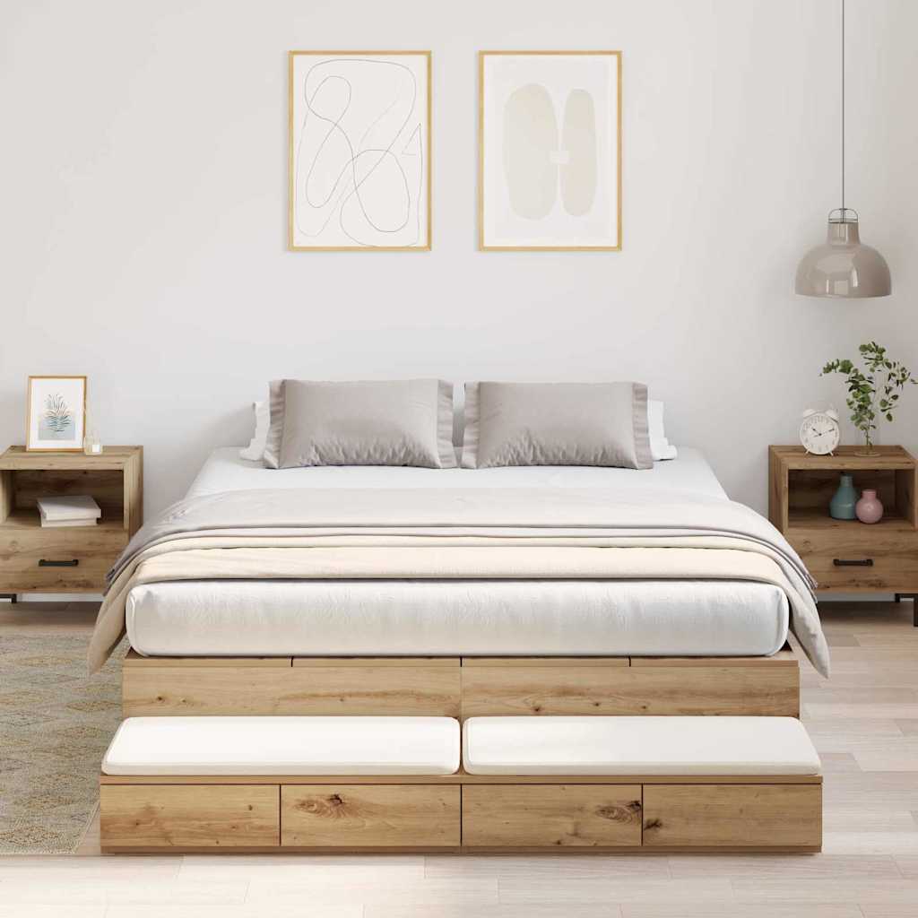 Storage Bed Frame Artisan Oak 135 cm Engineered Wood