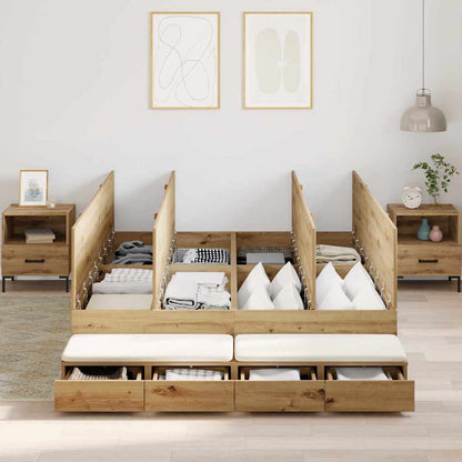 Storage Bed Frame Artisan Oak 135 cm Engineered Wood