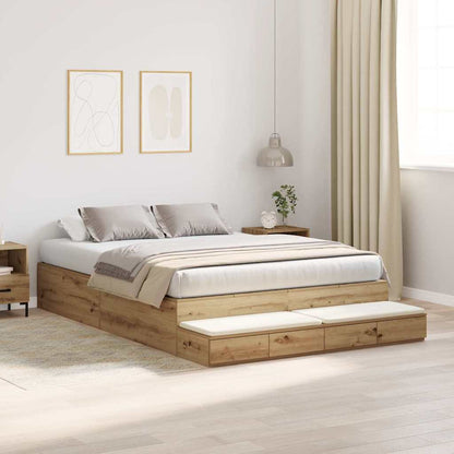 Storage Bed Frame Artisan Oak 135 cm Engineered Wood