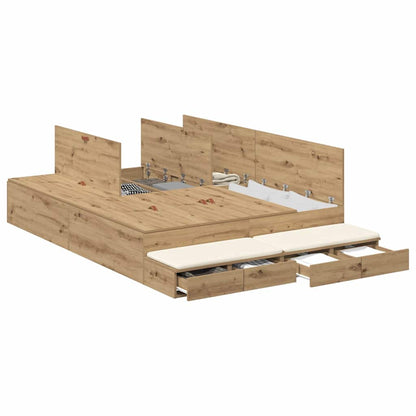 Storage Bed Frame Artisan Oak 135 cm Engineered Wood