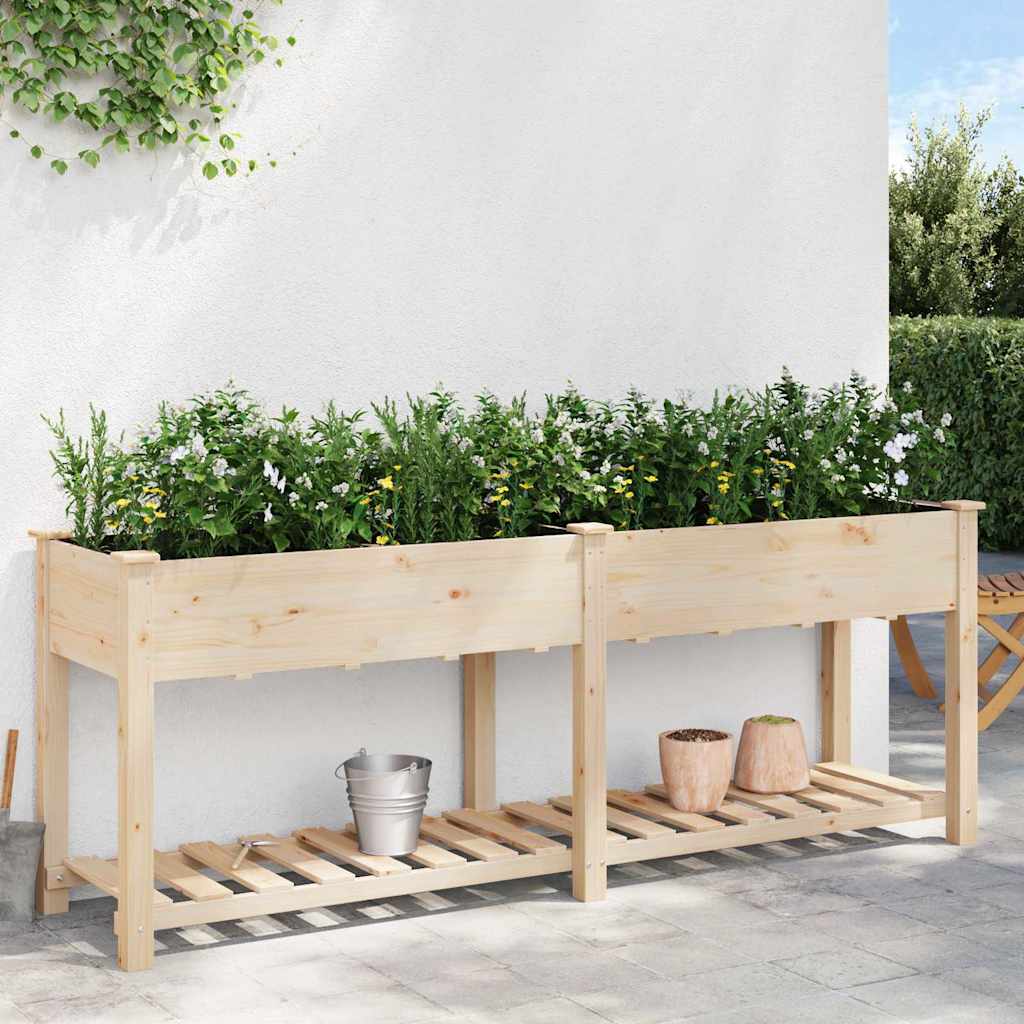 Garden Planter Beige 203 x 53 x 76.5 cm Solid fir wood