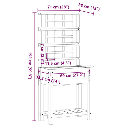 Garden Planter with Shelf Beige 71 x 38 x 152 cm Solid fir wood