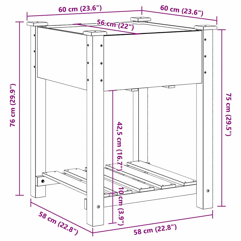 Garden Planter Beige 60.5 x 60 x 76.5 cm Solid fir wood