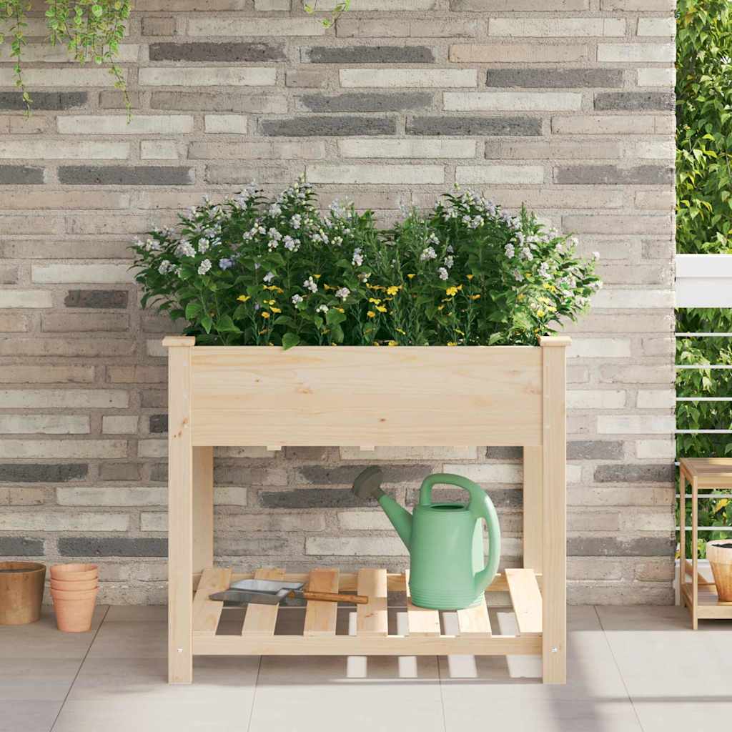 Garden Planter Beige 90 x 90 x 76.5 cm Solid fir wood