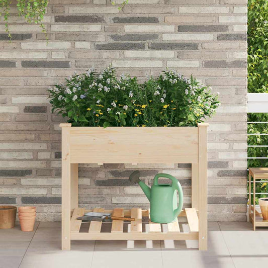 Garden Planter Beige 90 x 90 x 76.5 cm Solid fir wood
