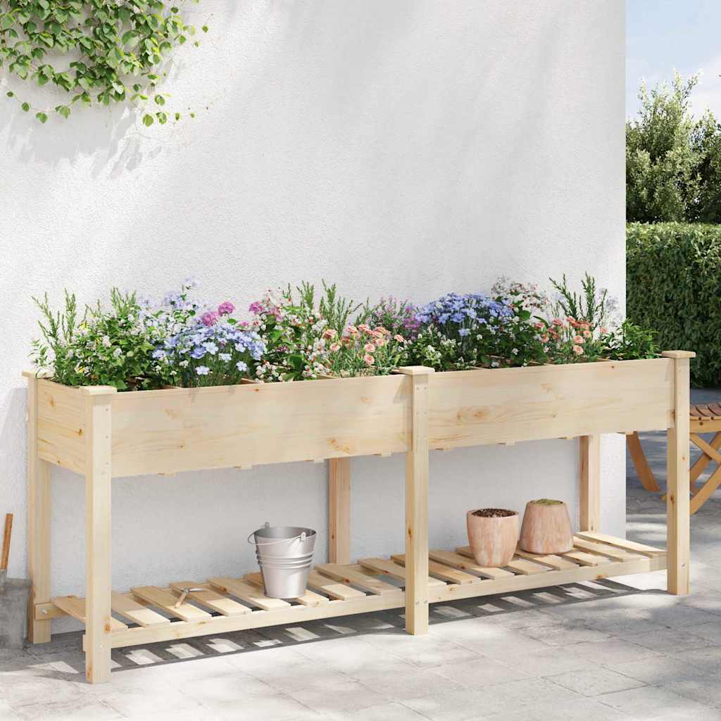 Garden Planter Beige 203.5 x 53 x 76.5 cm Solid fir wood