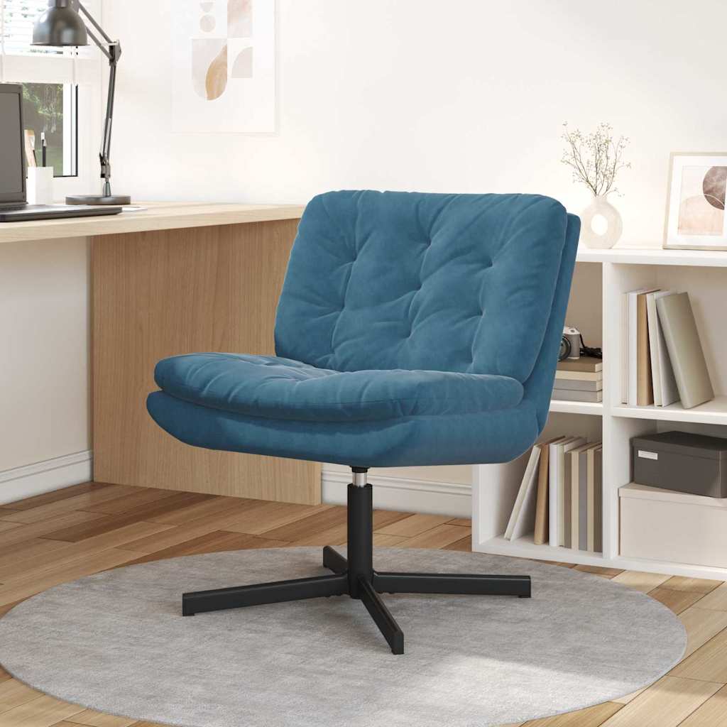 Swivel Relaxing Chair with Cushion Blue 63 x 75 x 76 cm Velvet