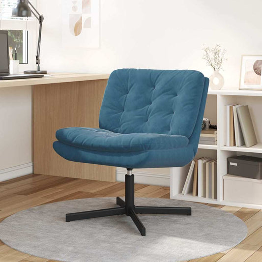 Swivel Relaxing Chair with Cushion Blue 63 x 75 x 76 cm Velvet