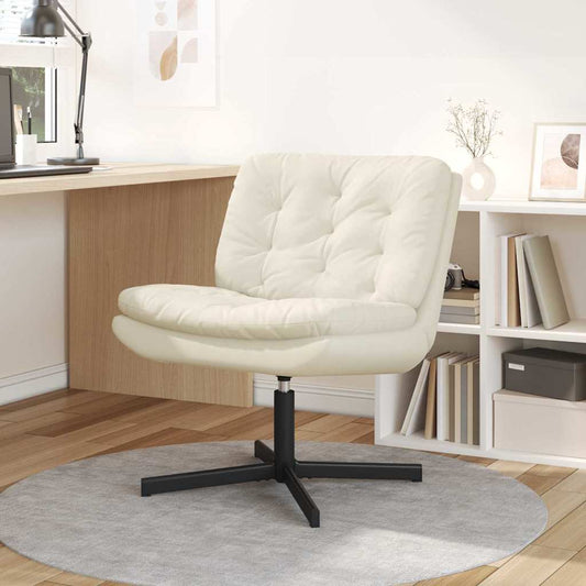 Swivel Relaxing Chair with Cushion Cream 63 x 75 x 76 cm Velvet