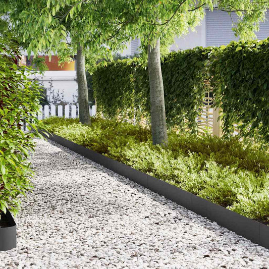 Lawn Edgings 50 pcs Black 100 x 0.5 x 20 cm Steel
