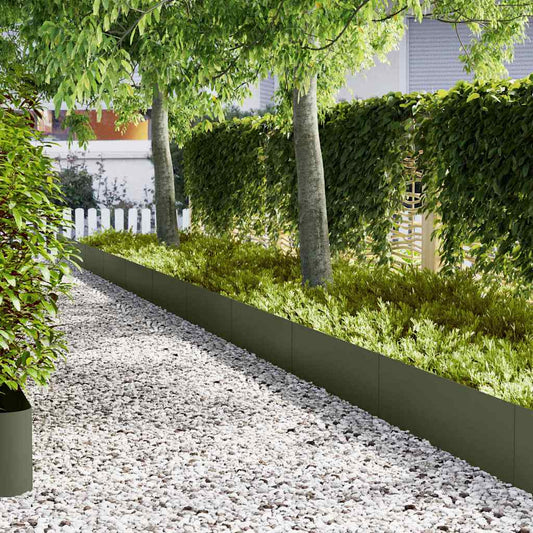 Lawn Edgings 30 pcs Olive green 100 x 0.5 x 30 cm Steel