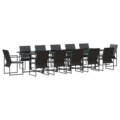 Garden Dining Set 13 pcs Black Steel