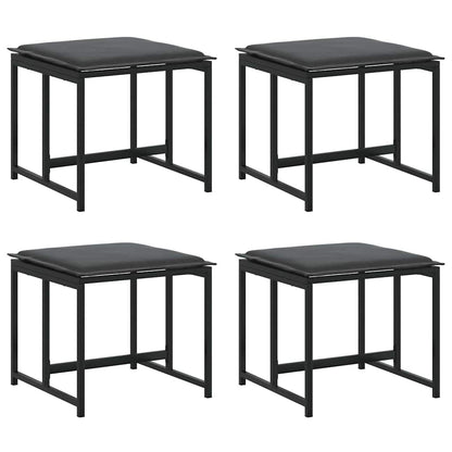 Garden Dining Set 17 pcs Black Steel