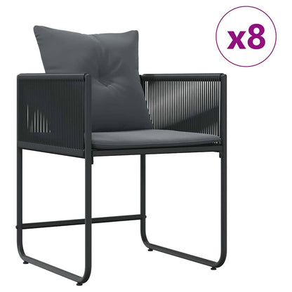 Garden Dining Set 9 pcs Black Steel