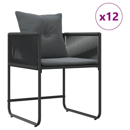 Garden Dining Set 13 pcs Black Steel