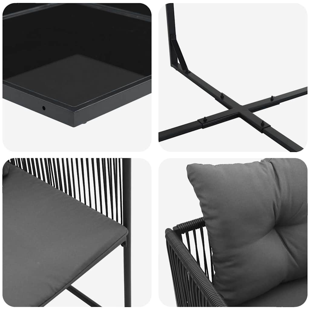 Garden Dining Set 17 pcs Black Steel