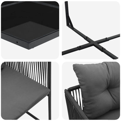 Garden Dining Set 17 pcs Black Steel