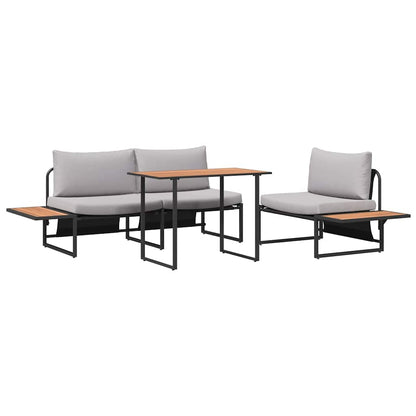 Garden Dining Set 3 pcs Light grey Steel