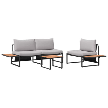 Garden Dining Set 3 pcs Light grey Steel