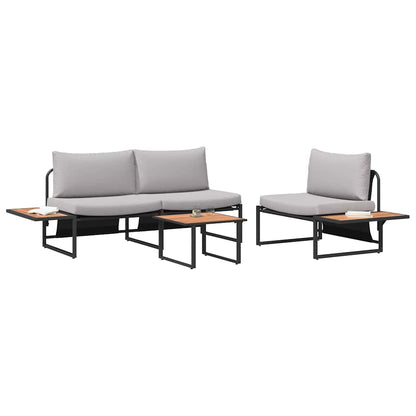 Garden Dining Set 3 pcs Light grey Steel