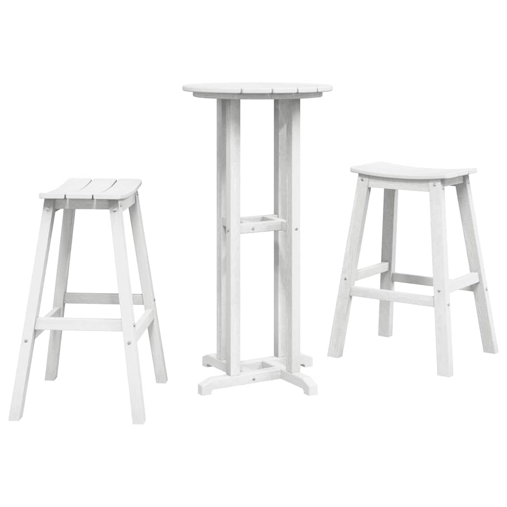 Garden Bar Set 3 pcs White HDPE