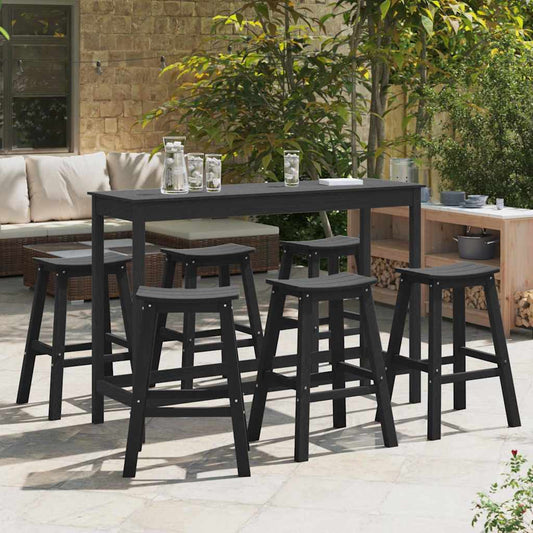 Garden Bar Set 6 pcs Black HDPE