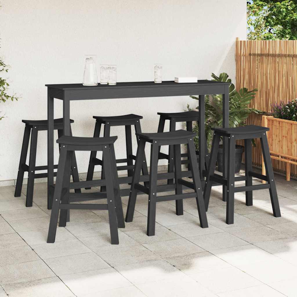 Garden Bar Set 6 pcs Black HDPE